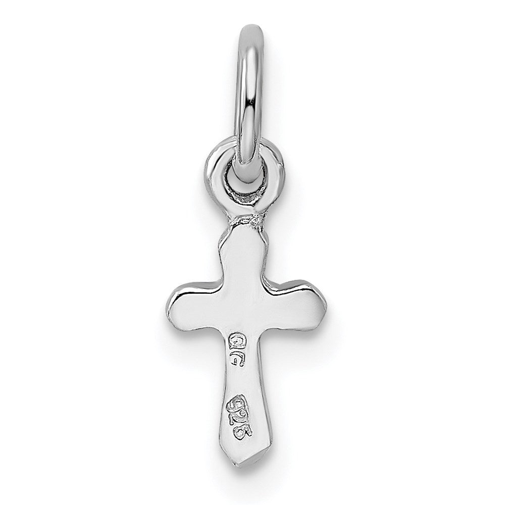 Sterling Silver RH-pltd Mar Lt Blue Preciosca Crystal Cross Pendan