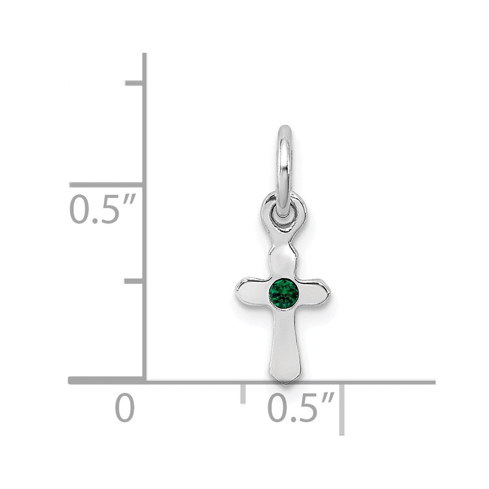 Sterling Silver RH-pltd May Green Preciosca Crystal Cross Pendant