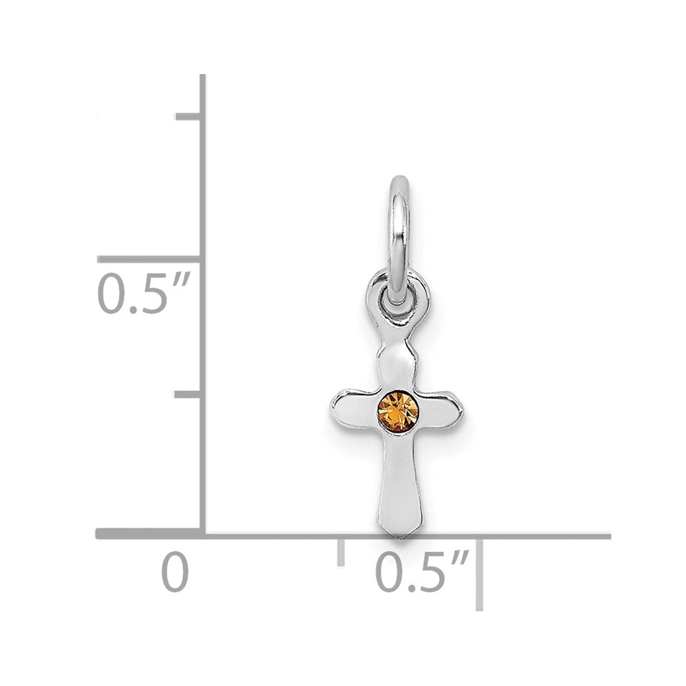Sterling Silver RH-pltd Nov Yellow Preciosca Crystal Cross Pendant