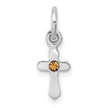 Sterling Silver RH-pltd Nov Yellow Preciosca Crystal Cross Pendant