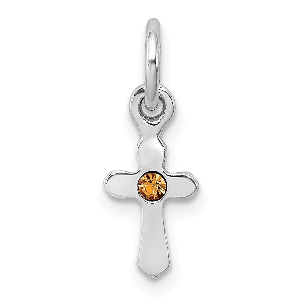 Sterling Silver RH-pltd Nov Yellow Preciosca Crystal Cross Pendant