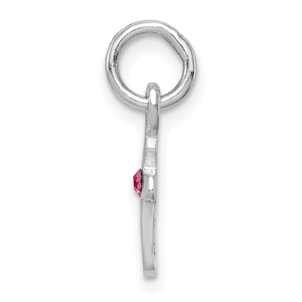 Sterling Silver RH-pltd Oct Pink Preciosca Crystal Cross Pendant