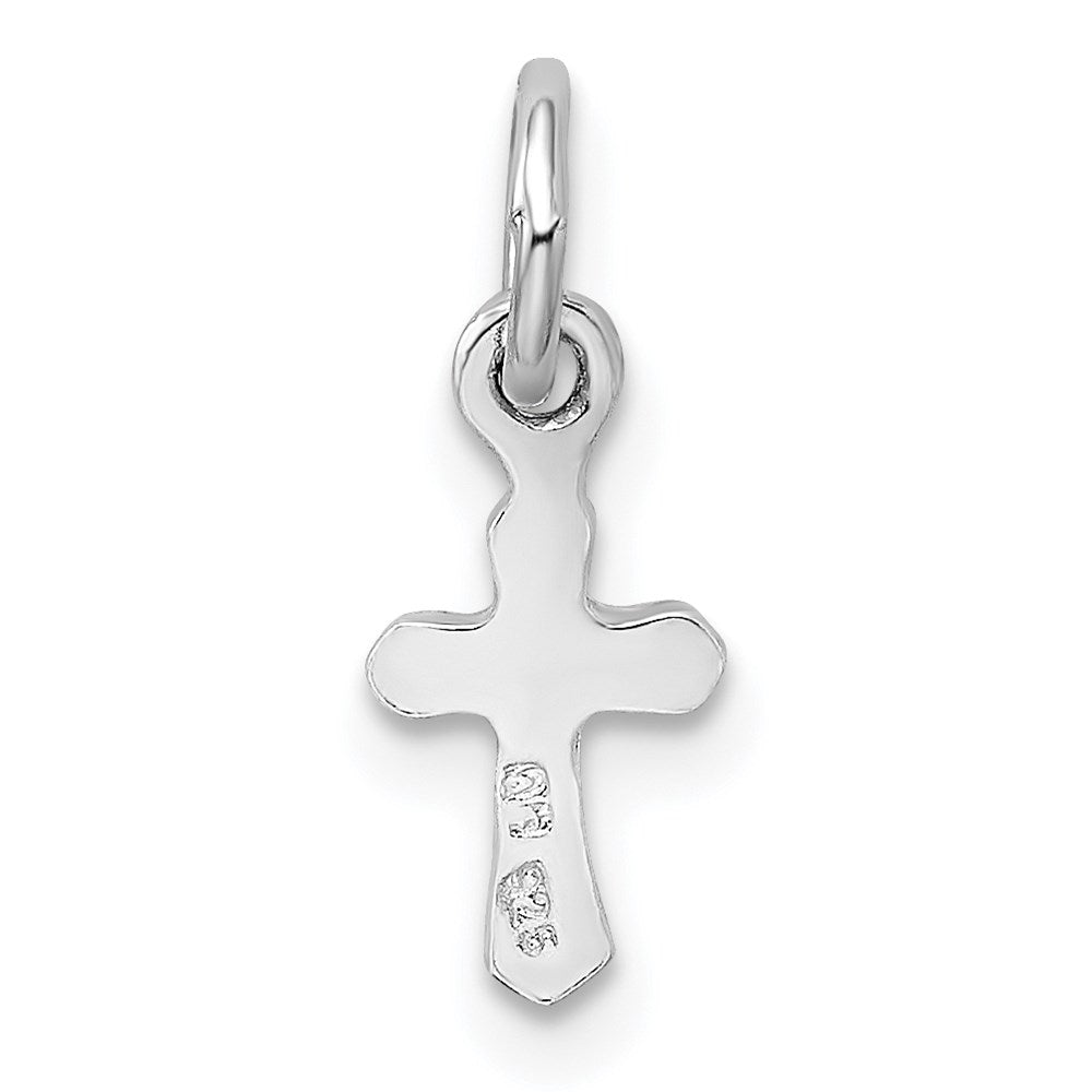 Sterling Silver RH-pltd Oct Pink Preciosca Crystal Cross Pendant