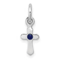 Sterling Silver RH-pltd Sept Blue Preciosca Crystal Cross Pendant
