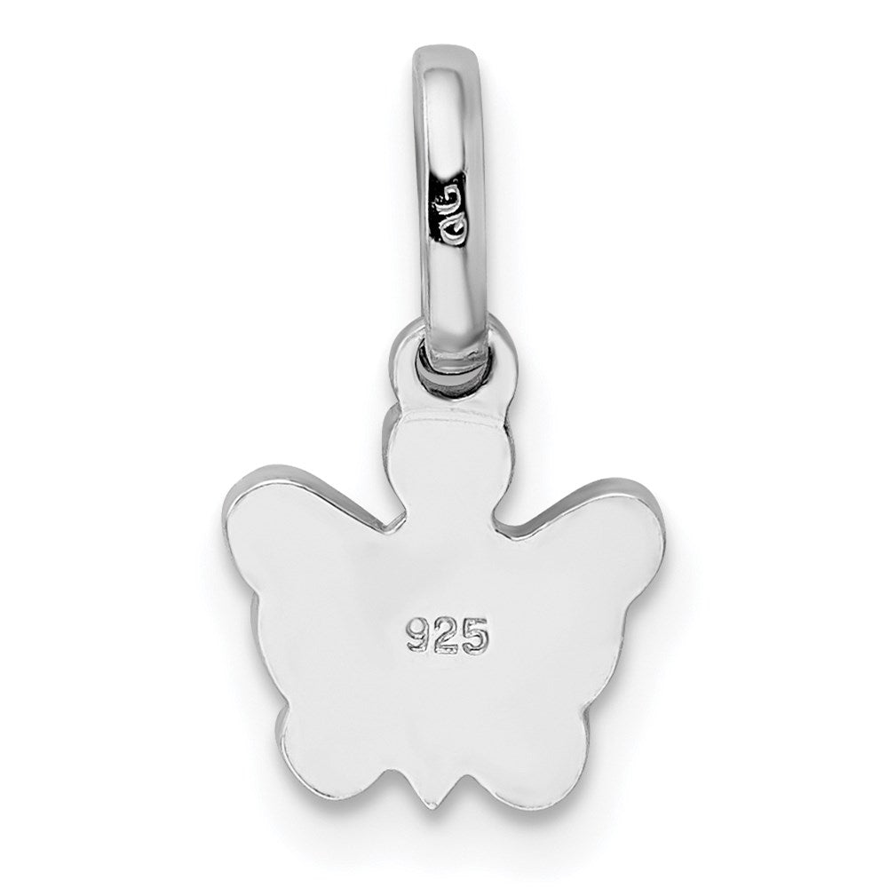 Sterling Silver Rhodium-plated Pink Enameled Petite Butterfly Pendant