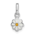 Sterling Silver RH-plated White & Yellow Enameled Daisy Petite Pendant