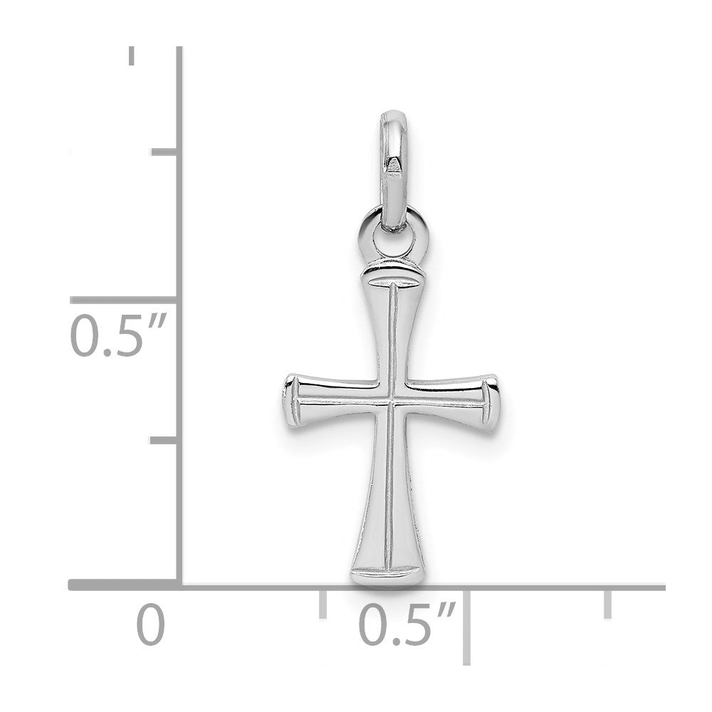 Sterling Silver Rhodium-plated Polished Cross Pendant