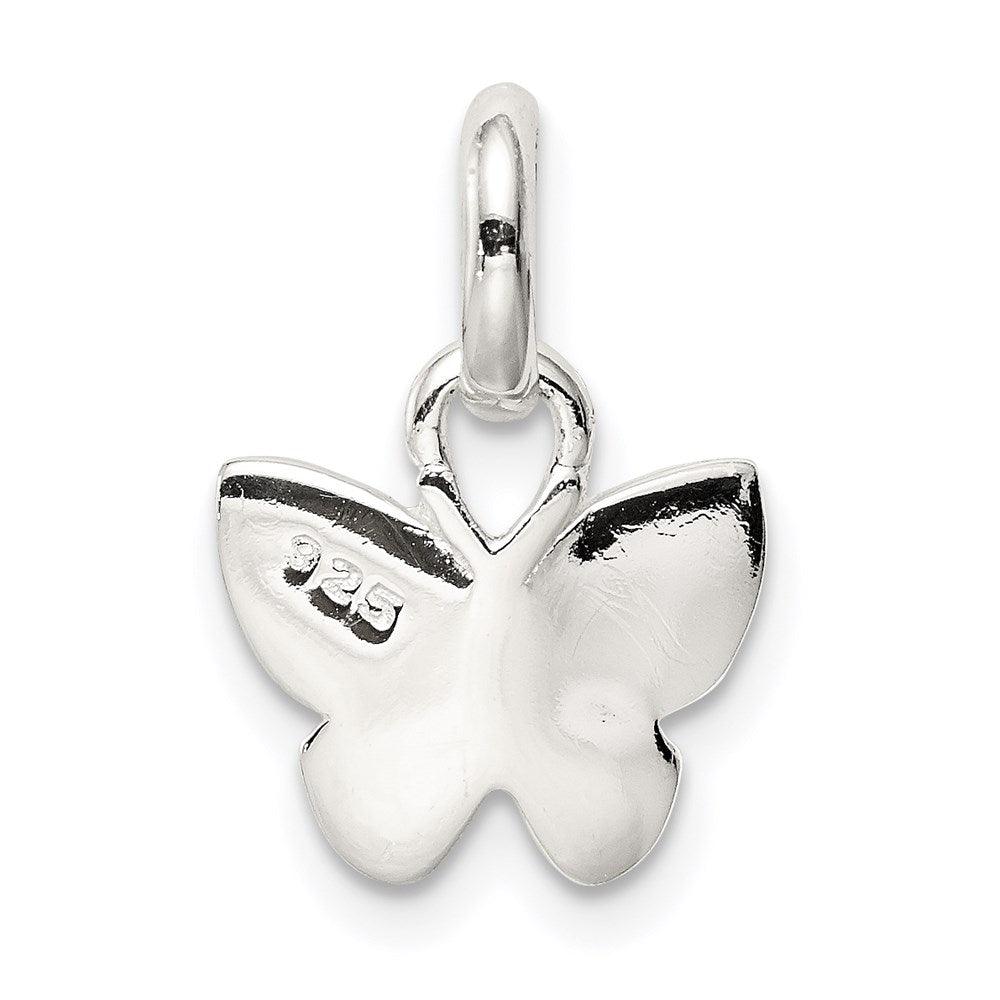 Sterling Silver Polished Pink/Orange Enamel Petite Butterfly Pendant