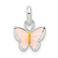 Sterling Silver Polished Pink/Orange Enamel Petite Butterfly Pendant