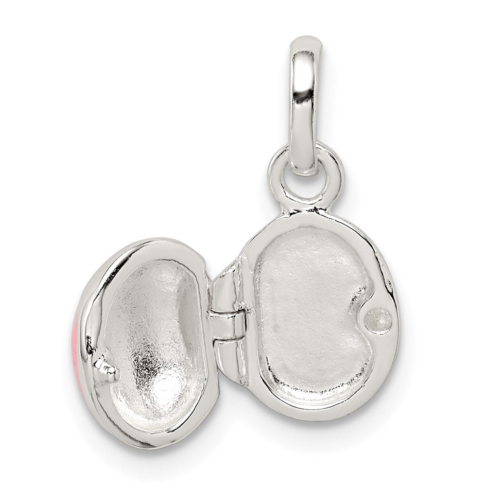 Sterling Silver Pink and Black Enameled Ladybug Locket Petite Pendant