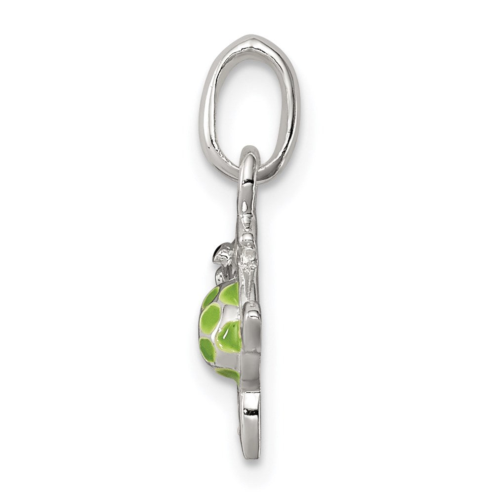 Sterling Silver Polished Multi-color Enameled Sea Turtle Petite Pendant