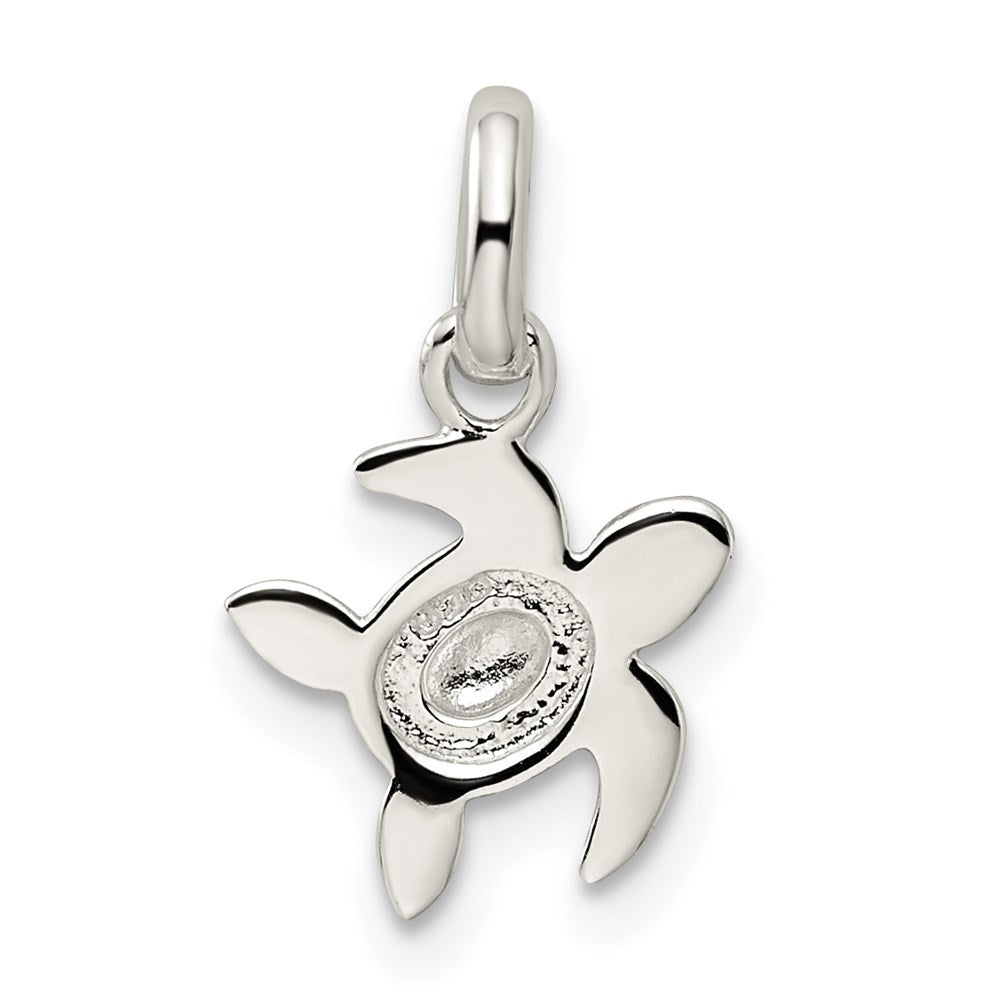 Sterling Silver Polished Multi-color Enameled Sea Turtle Petite Pendant