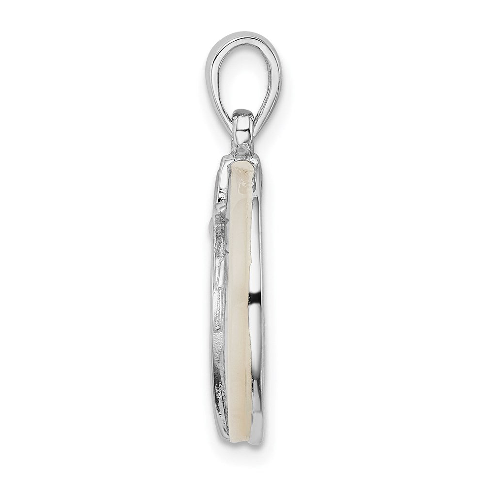 Sterling Silver Rhodium-plated Polished MOP Palm Tree Pendant