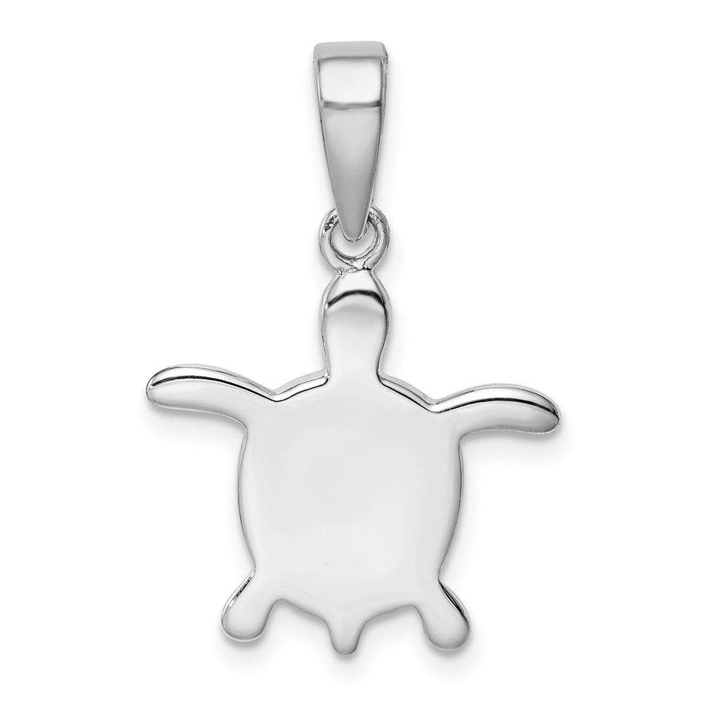 Sterling Silver Rhodium-plated Created Blue Opal Turtle Pendant