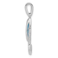 Sterling Silver Rhodium Blue Created Opal Stingray Pendant