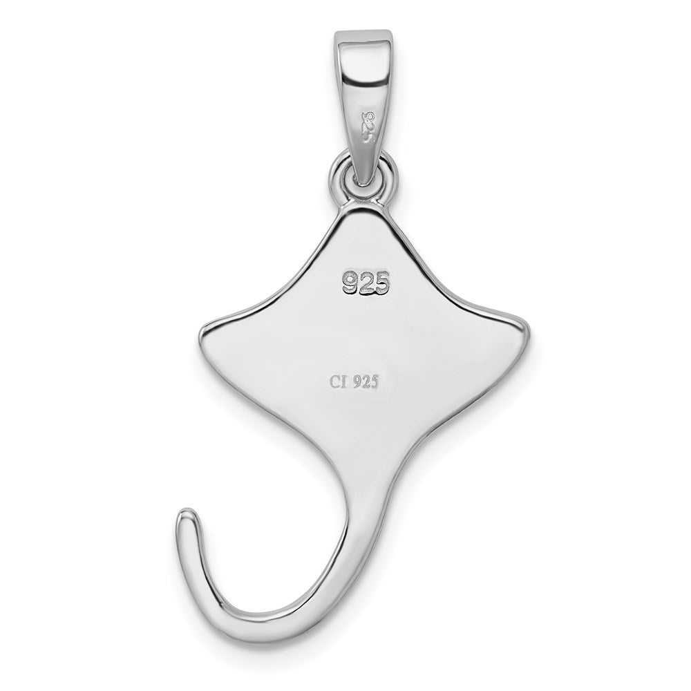 Sterling Silver Rhodium Blue Created Opal Stingray Pendant