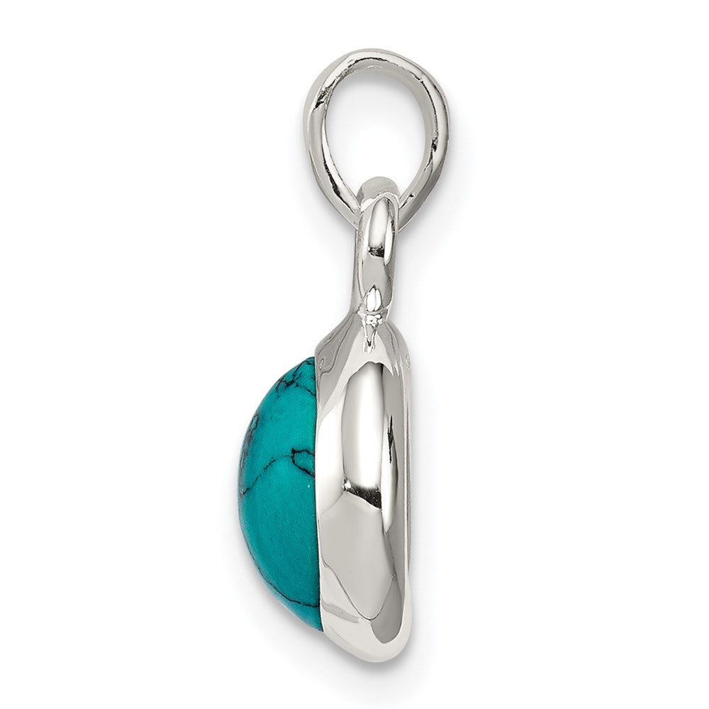 Sterling Silver Polished Lab Created Turquoise Pendant
