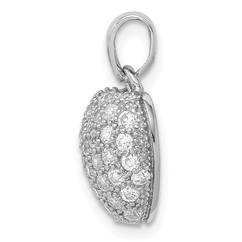 Sterling Silver Rhodium-plated CZ Micro pavé Heart Pendant