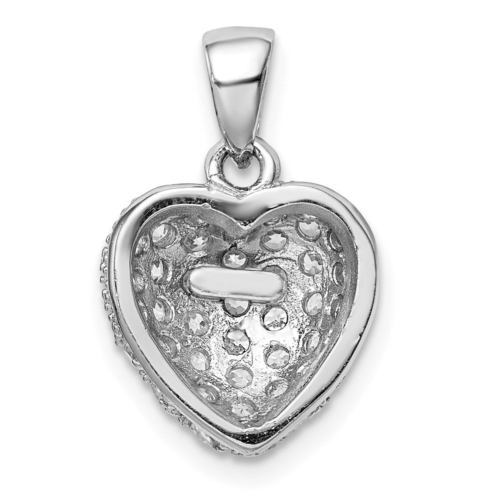 Sterling Silver Rhodium-plated CZ Micro pavé Heart Pendant