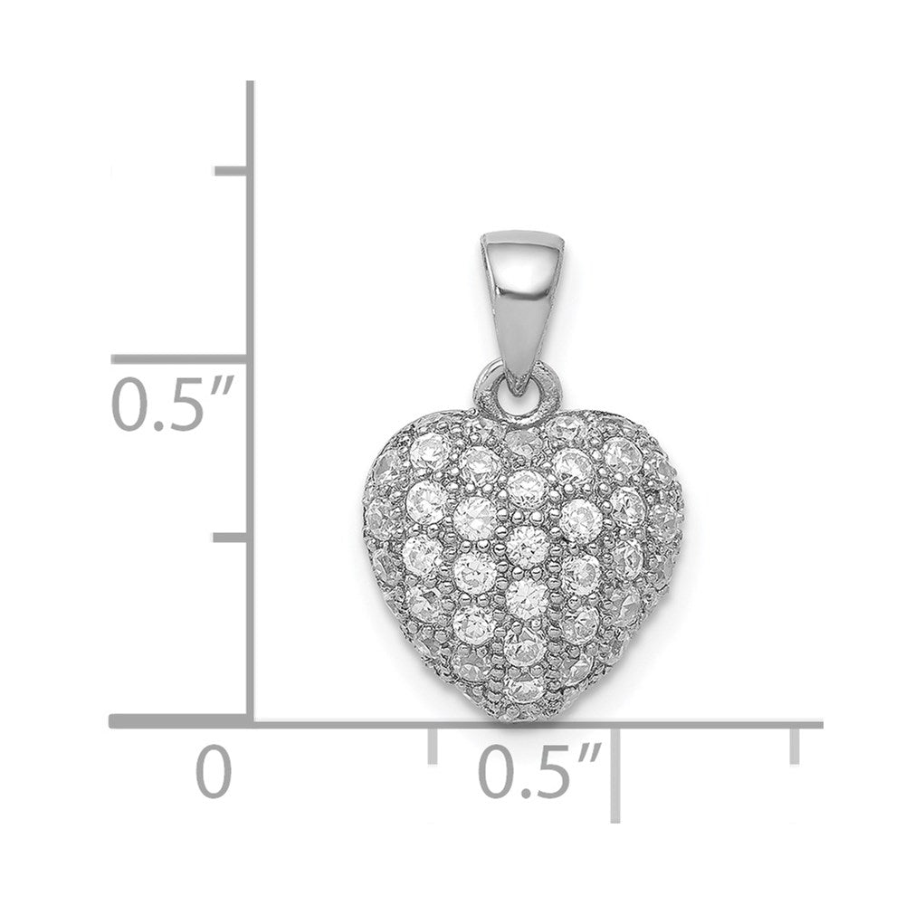 Sterling Silver Rhodium-plated CZ Micro pavé Heart Pendant