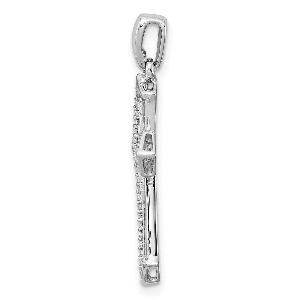 Sterling Silver Rhodium Plated Diamond Cross Pendant