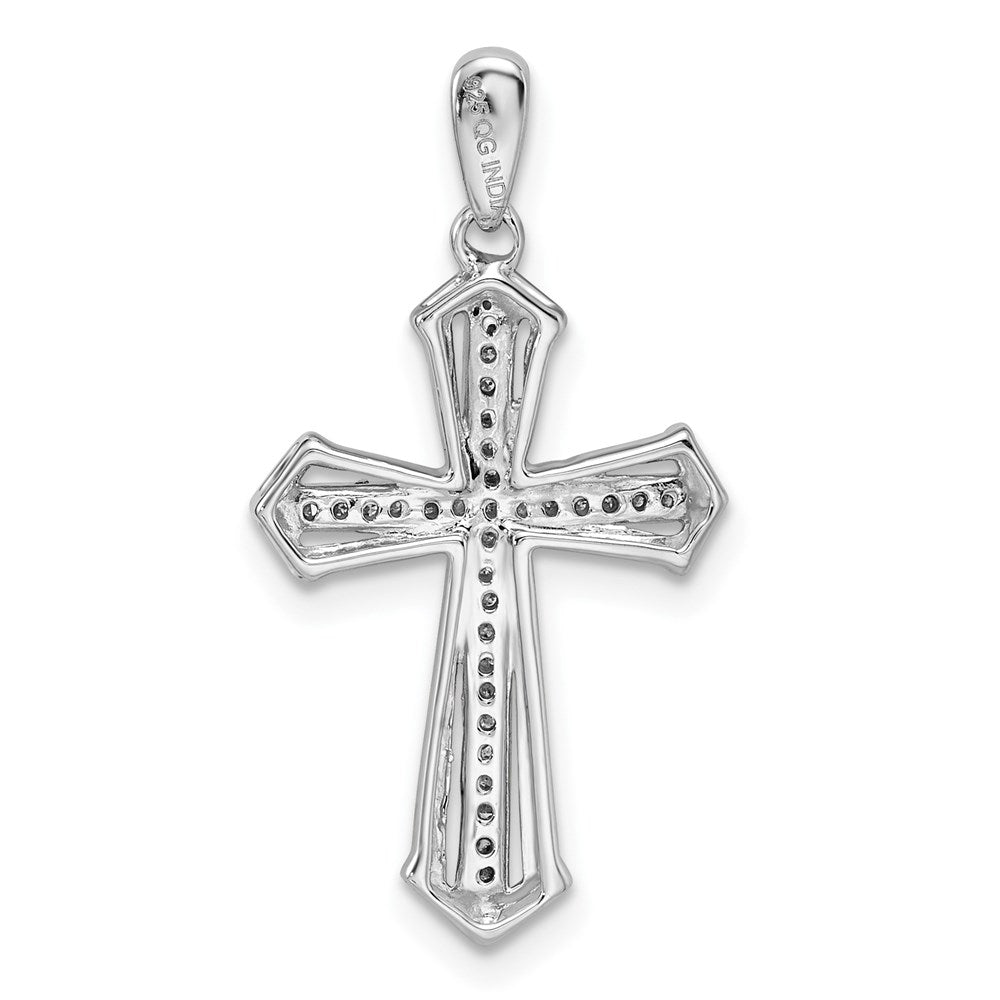 Sterling Silver Rhodium Plated Diamond Cross Pendant