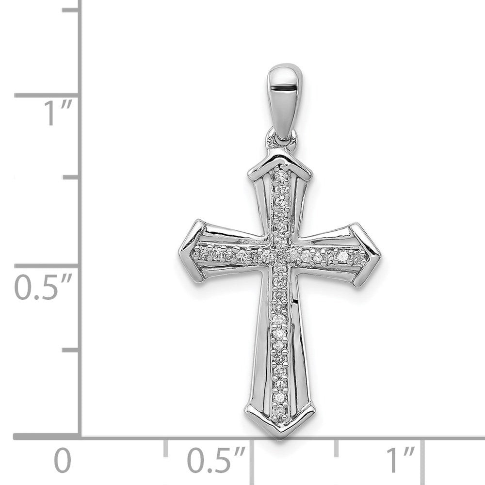 Sterling Silver Rhodium Plated Diamond Cross Pendant