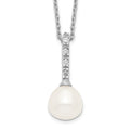 Sterling Silver Rhodium-plated 7-8mm White FWC Pearl CZ Necklace
