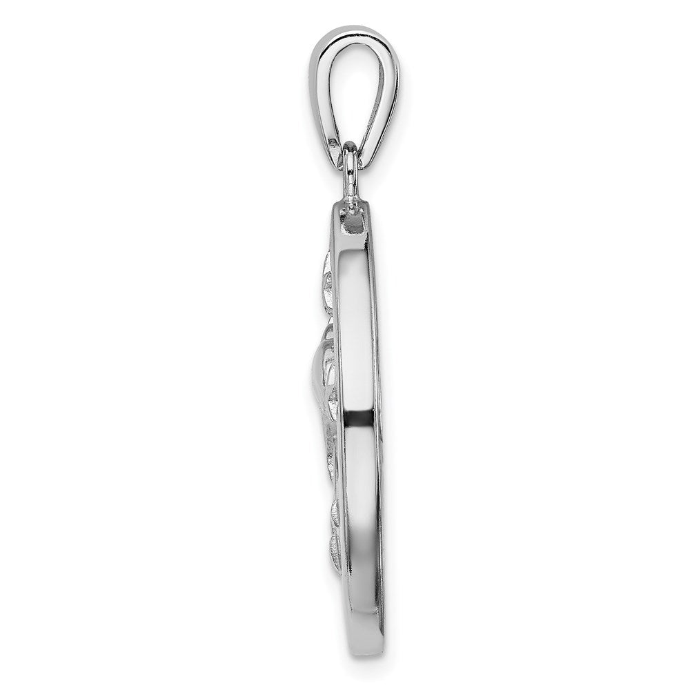 Sterling Silver Rhod-plated Blue Created Opal Dolphins Pendant