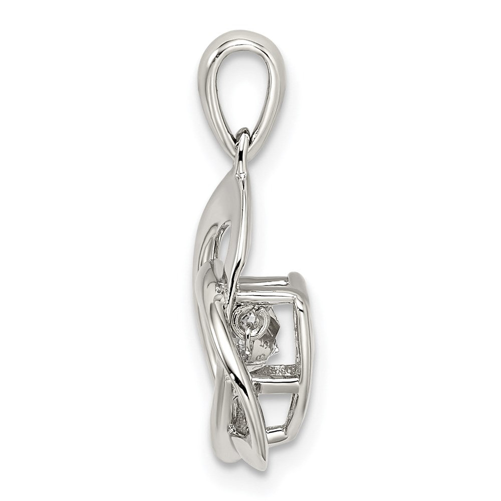 Sterling Silver Platinum-plated Vibrant CZ Pendant