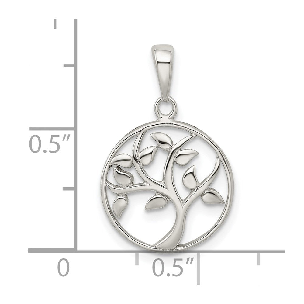 Sterling Silver Polished Tree Pendant