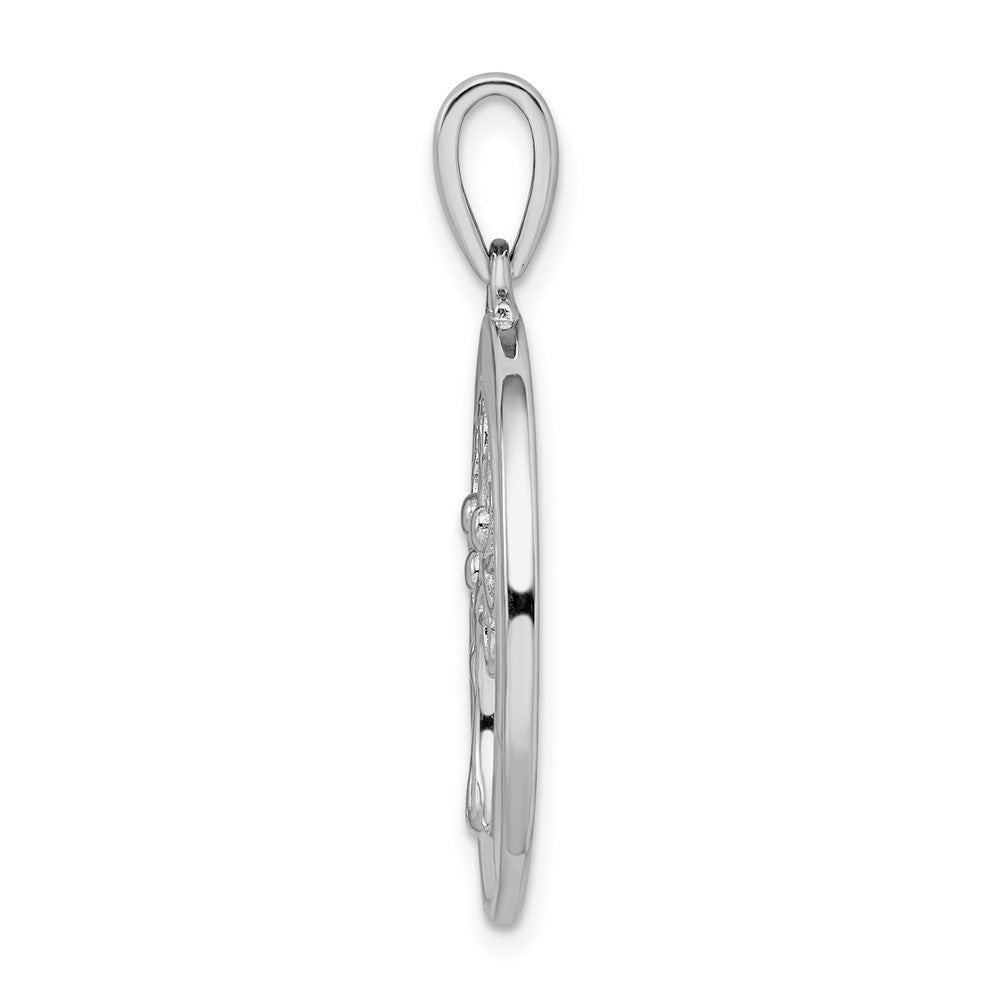 Sterling Silver Rhodium-plated White MOP Tree of Life Pendant