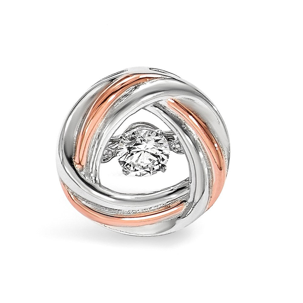 Sterling Silver Platium-plated Rose-tone Vibrant CZ Chain Slide