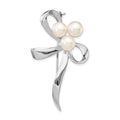 Sterling Silver Rhod-plat 7-8mm White Button FWC Pearl Brooch