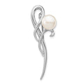 Sterling Silver Rhod-plat 8-9mm White Button FWC Pearl Brooch
