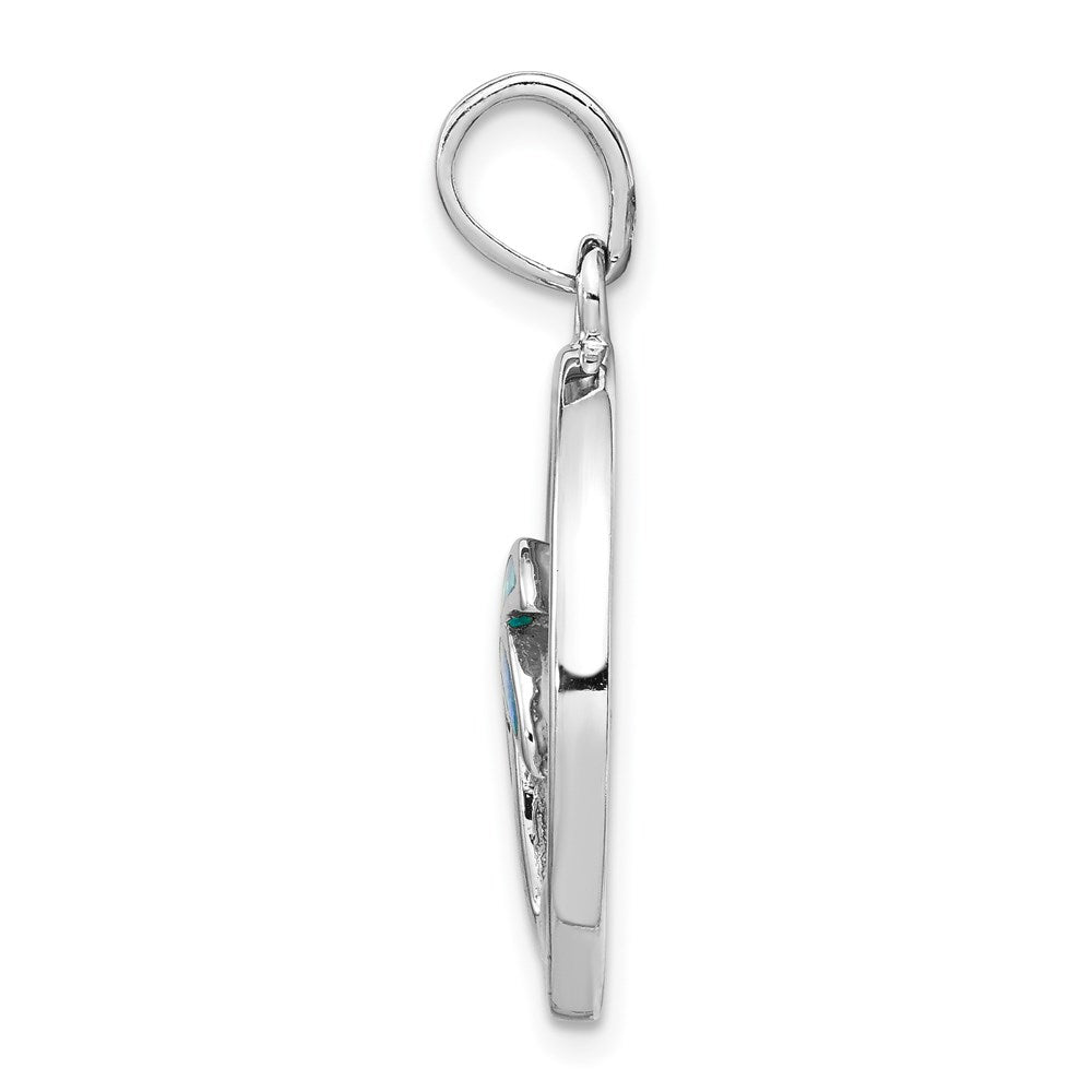 Sterling Silver Rhod-plated MOP /Created Opal Palm Tree Pendant