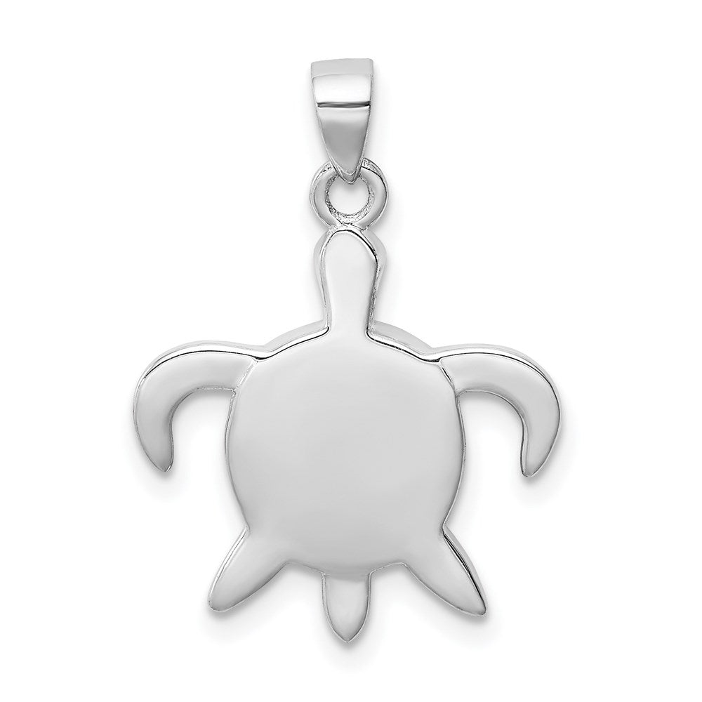 Sterling Silver Rhodium-plated Polished Created Opal Turtle Pendant