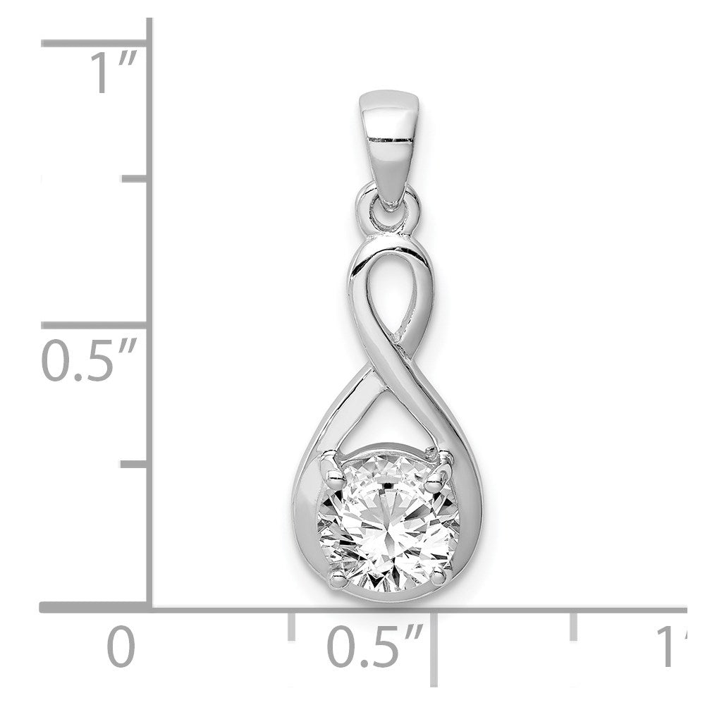 Sterling Silver Rhodium-plated 6.5mm CZ Teardrop Pendant