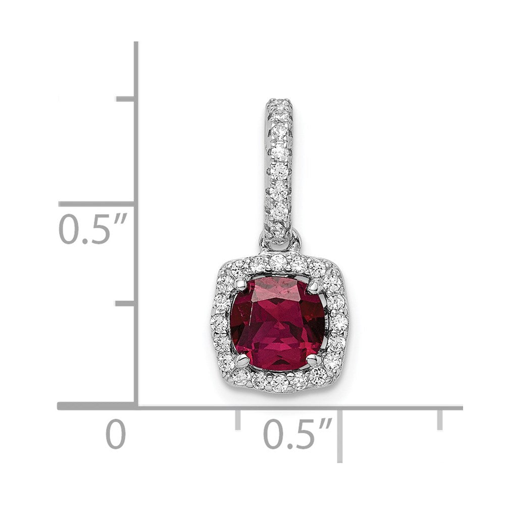 Sterling Silver RH-plated Created Corundum and White CZ Pendant