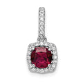 Sterling Silver RH-plated Created Corundum and White CZ Pendant