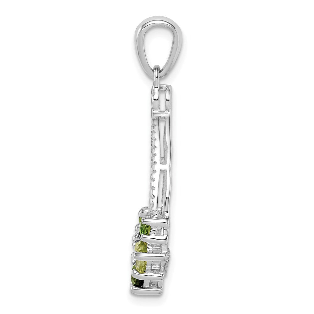 Sterling Silver Rhodium-plated Chrome Diopside and Peridot Pendant