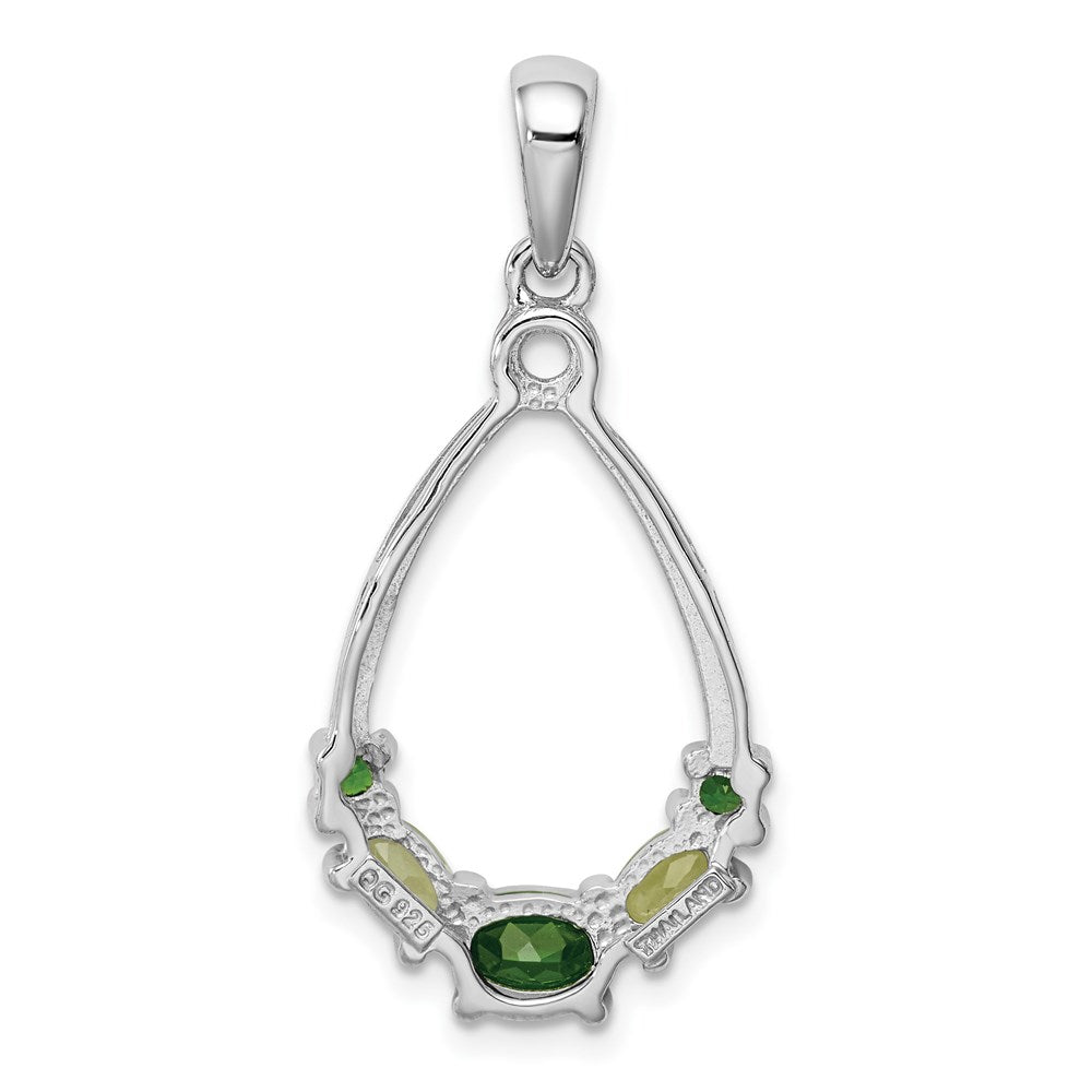 Sterling Silver Rhodium-plated Chrome Diopside and Peridot Pendant