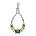 Sterling Silver Rhodium-plated Chrome Diopside and Peridot Pendant