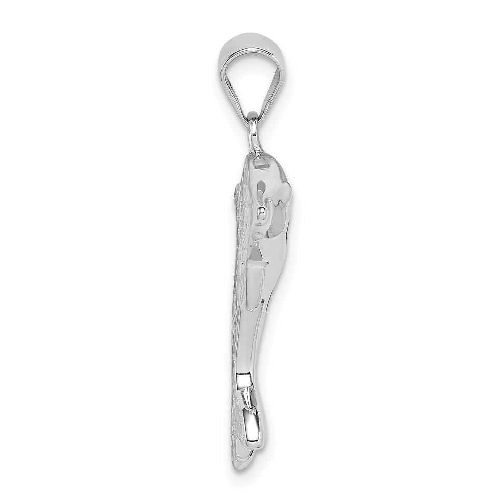 Sterling Silver Rhodium-plated Created Blue Opal Dolphin Pendant