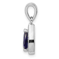Sterling Silver Rhodium Plated Blue and Clear CZ Pendant