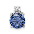 Sterling Silver Rhodium-plated Blue and White CZ Chain Slide