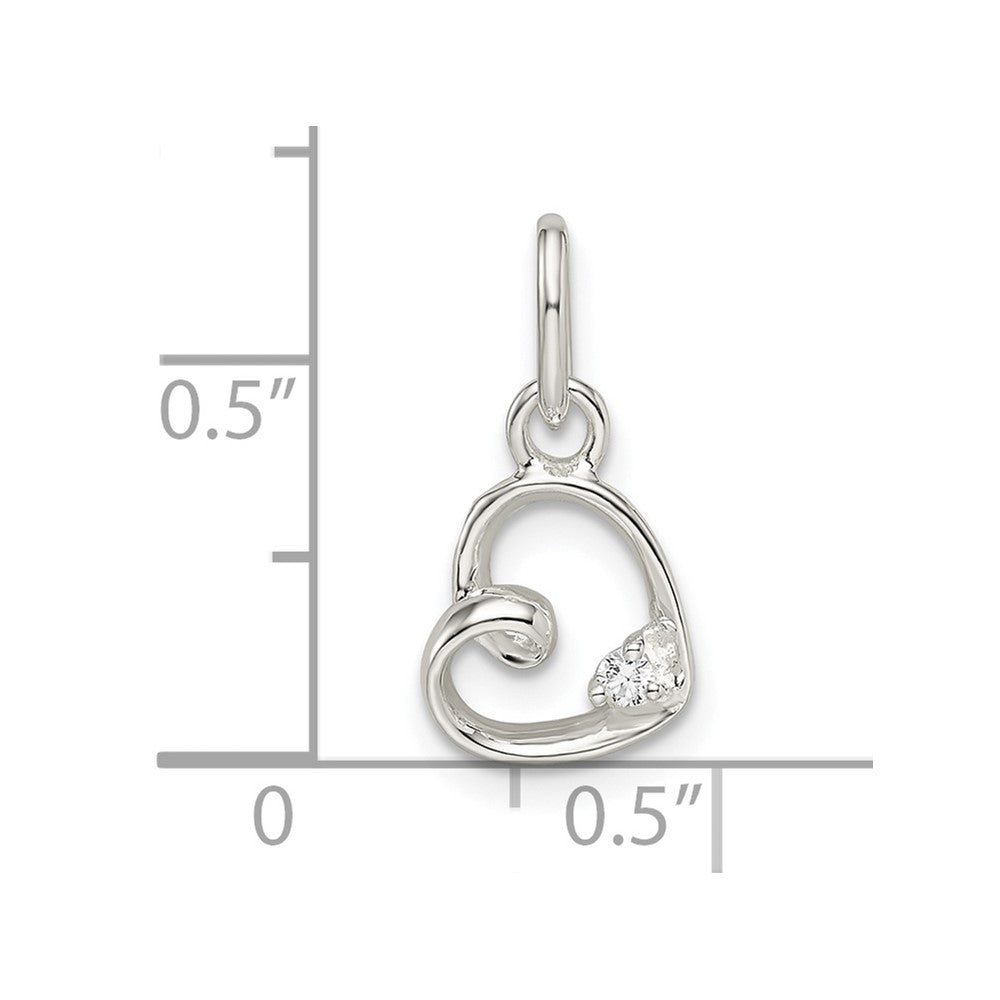 Sterling Silver CZ Heart Pendant