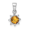 Sterling Silver RHplated Polished Citrine and Topaz Pendant
