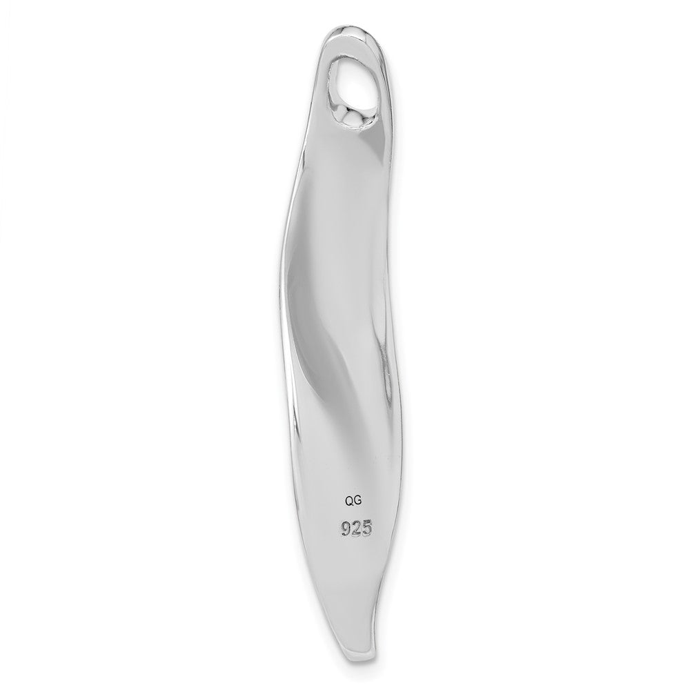 Sterling Silver RH-plated Brushed & Polished Curved Chain Slide