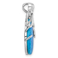 Sterling Silver Rhodium-plated Blue Created Opal Octopus Chain Slide